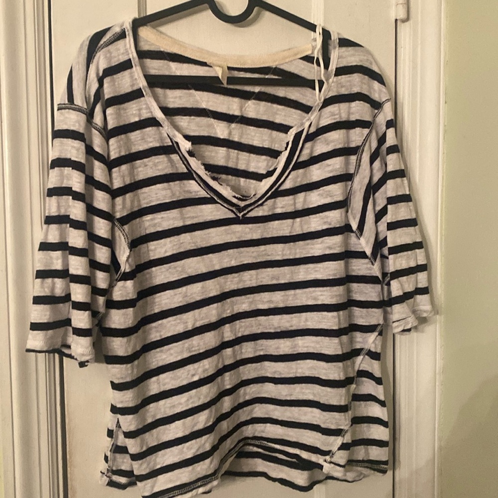 Free people summer stripes tee shirt, medium